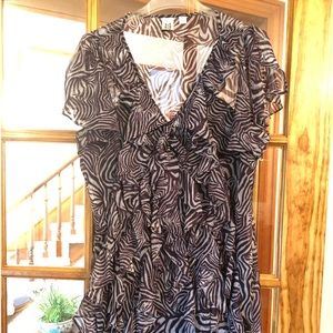 MARC BOWER dress with flattering vertical ruffles  in front. Plain back